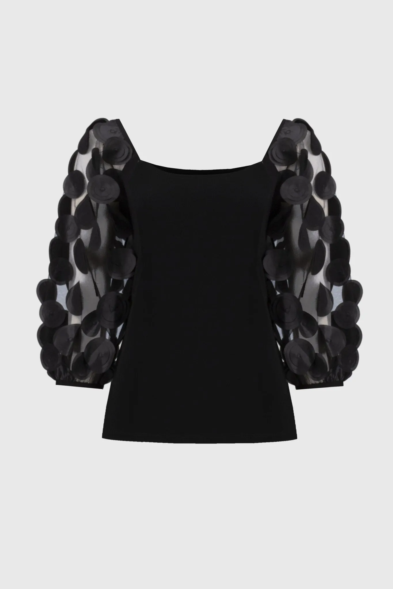 Silky Knit Top 3D Dot Sleeves Style