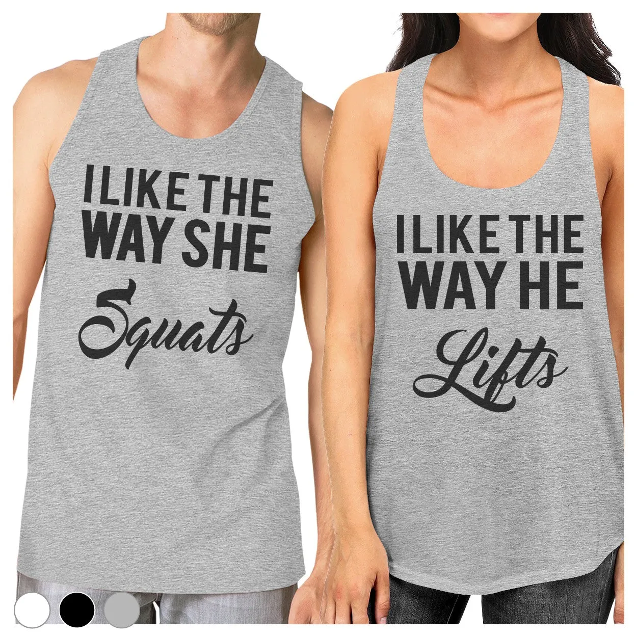 Squats Lifts Funny Workout Tanks Couples Gift Matching Couple Tanks