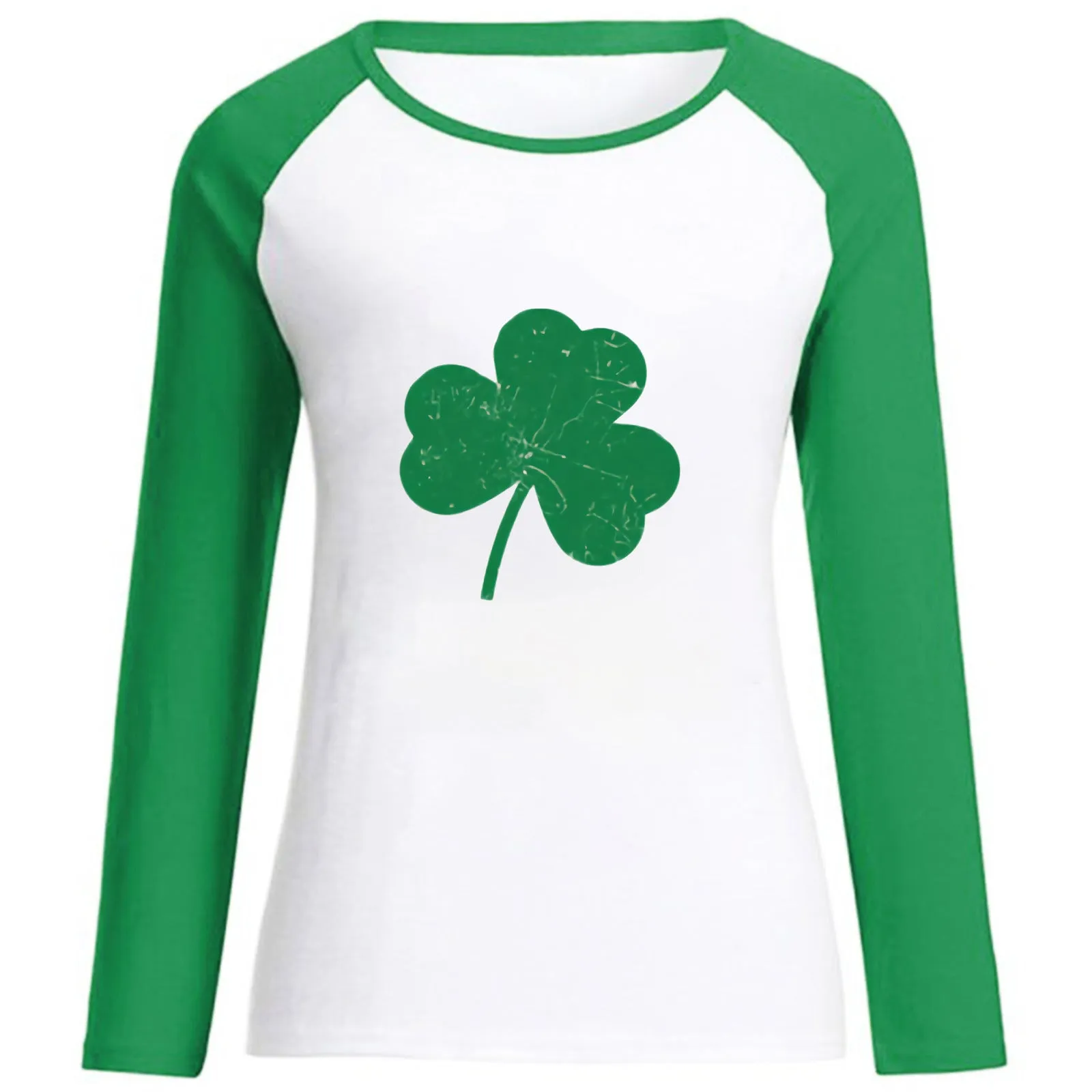 St Patricks Day Shamrock Printed Wholesale Blouses Long Sleeve