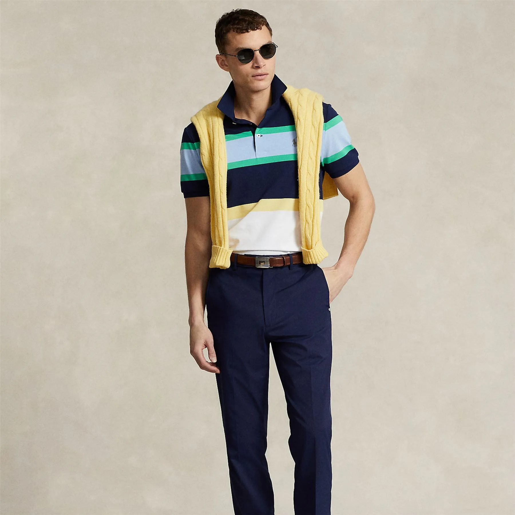 Tailored Fit Performance Polo Refined Navy Multi 2 - SS24