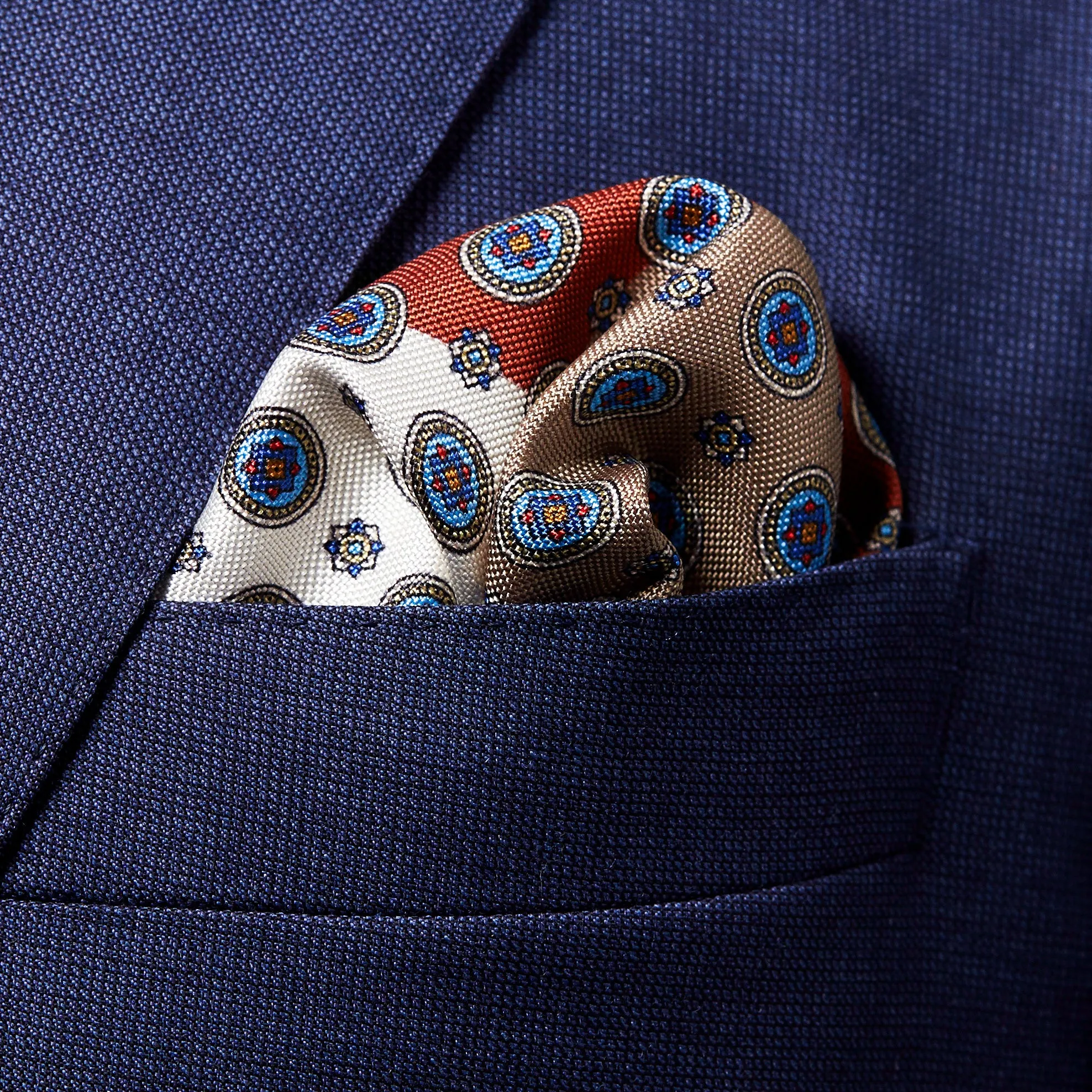 Tile Silk Pocket Square Multi