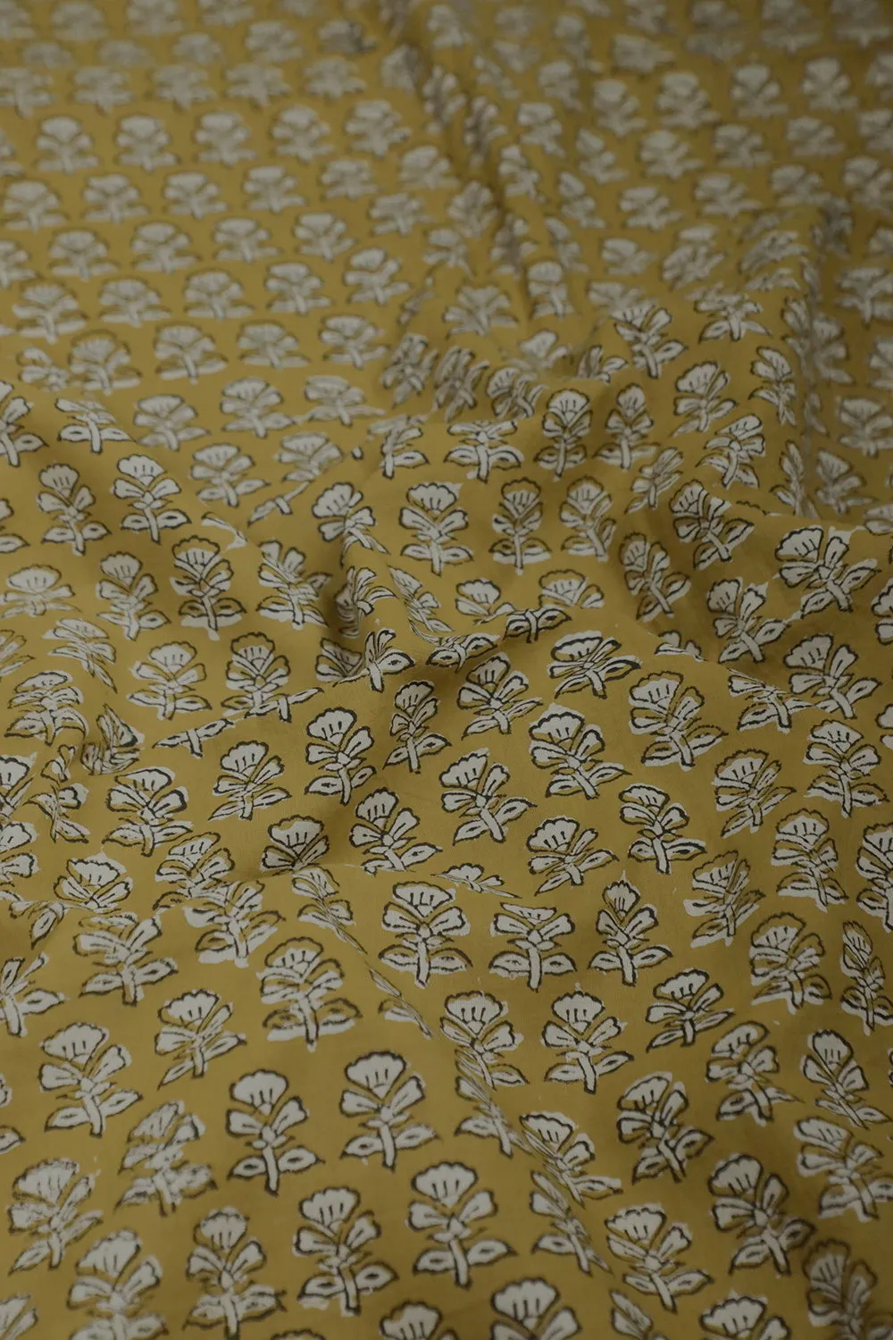 Tiny Floral on Yellow Bagru Cotton Fabric