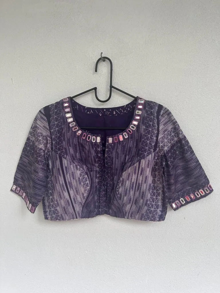 Tussar Shibori with mirror Work