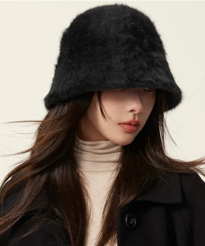 Unique Black Faux Fur Cloche Hat LY545