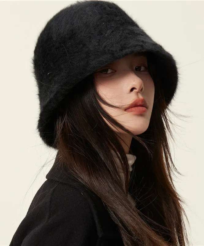 Unique Black Faux Fur Cloche Hat LY545