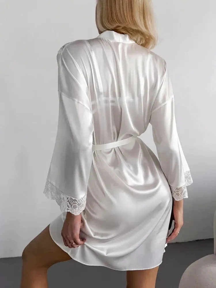 VALENTINA Silk Short Bridal Robe