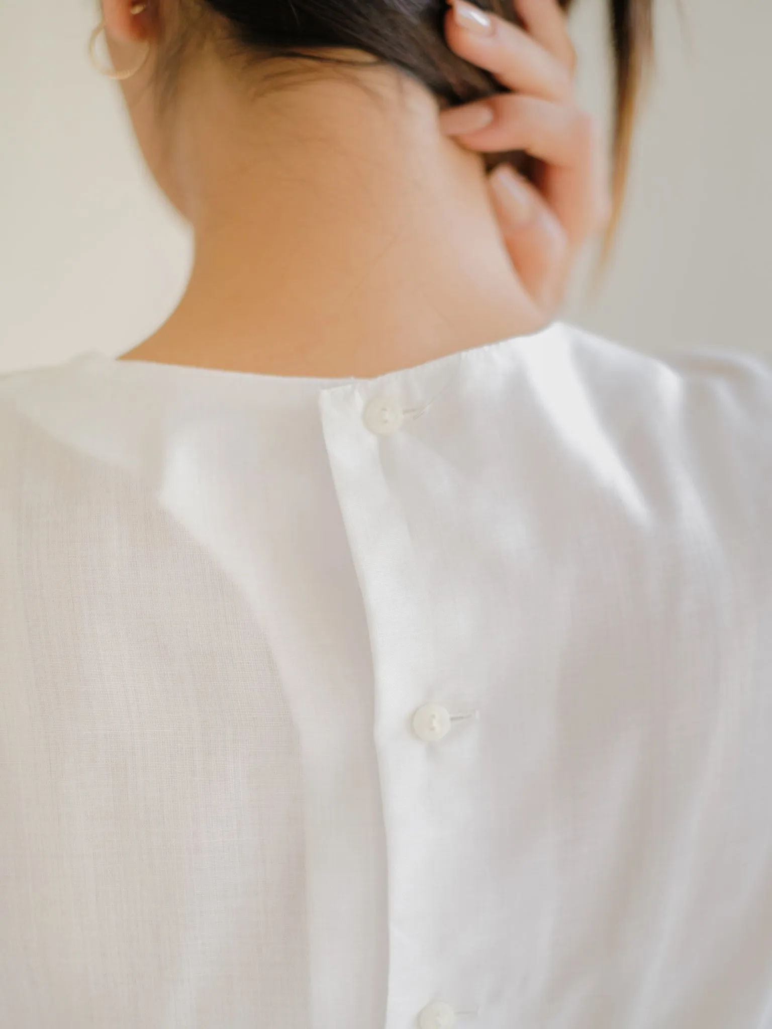 Vintage Cotton Back Button Closure White Blouse