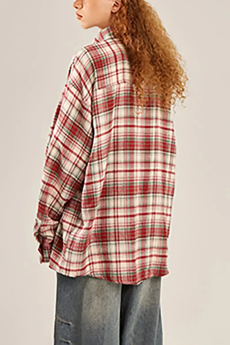 Vintage Oversized Plaid Flannel Button Down Shirt