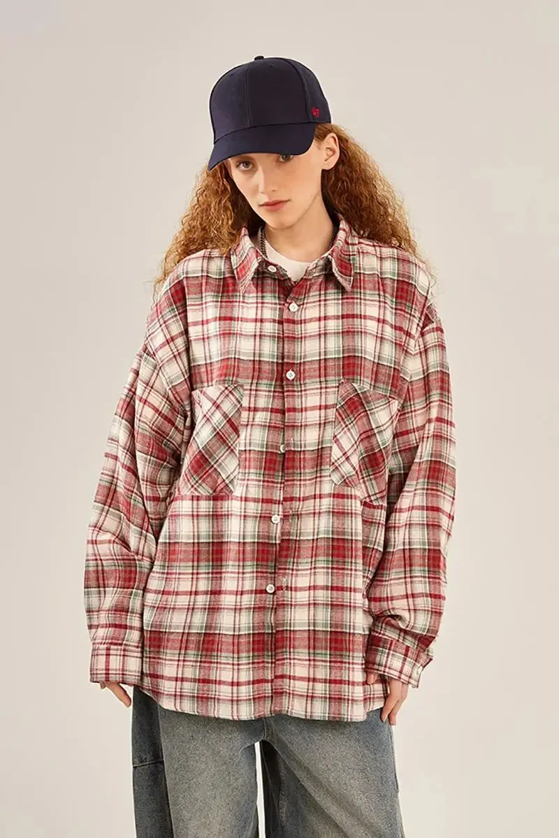 Vintage Oversized Plaid Flannel Button Down Shirt