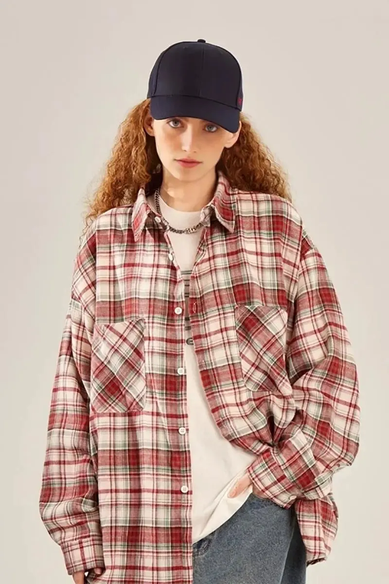 Vintage Oversized Plaid Flannel Button Down Shirt