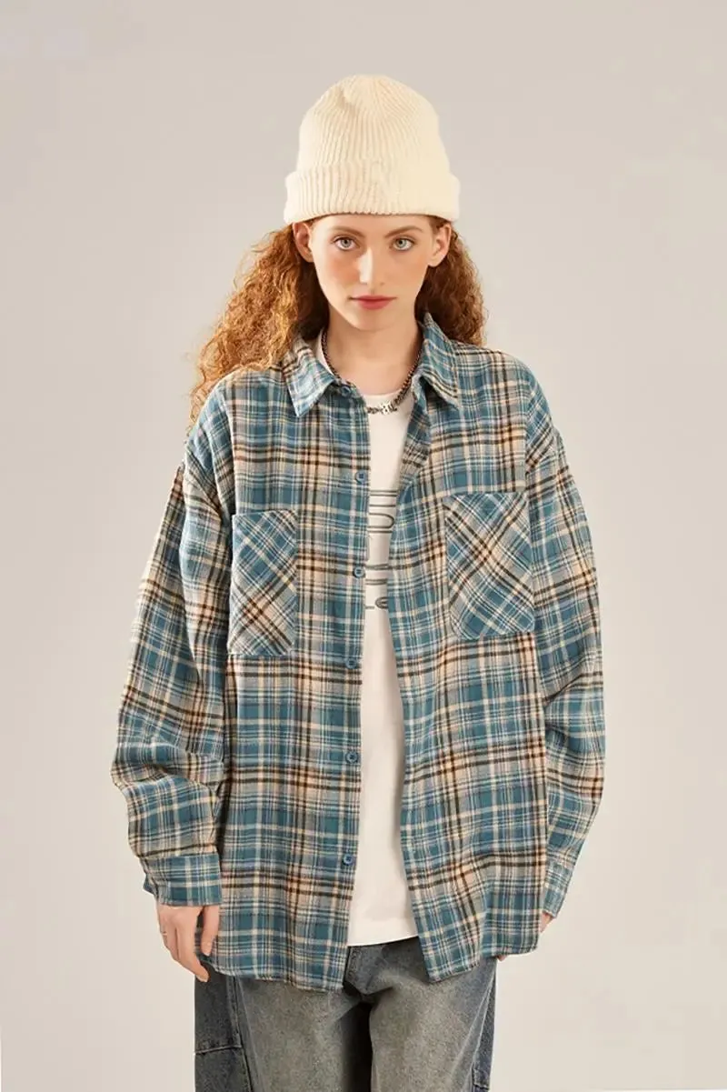 Vintage Oversized Plaid Flannel Button Down Shirt