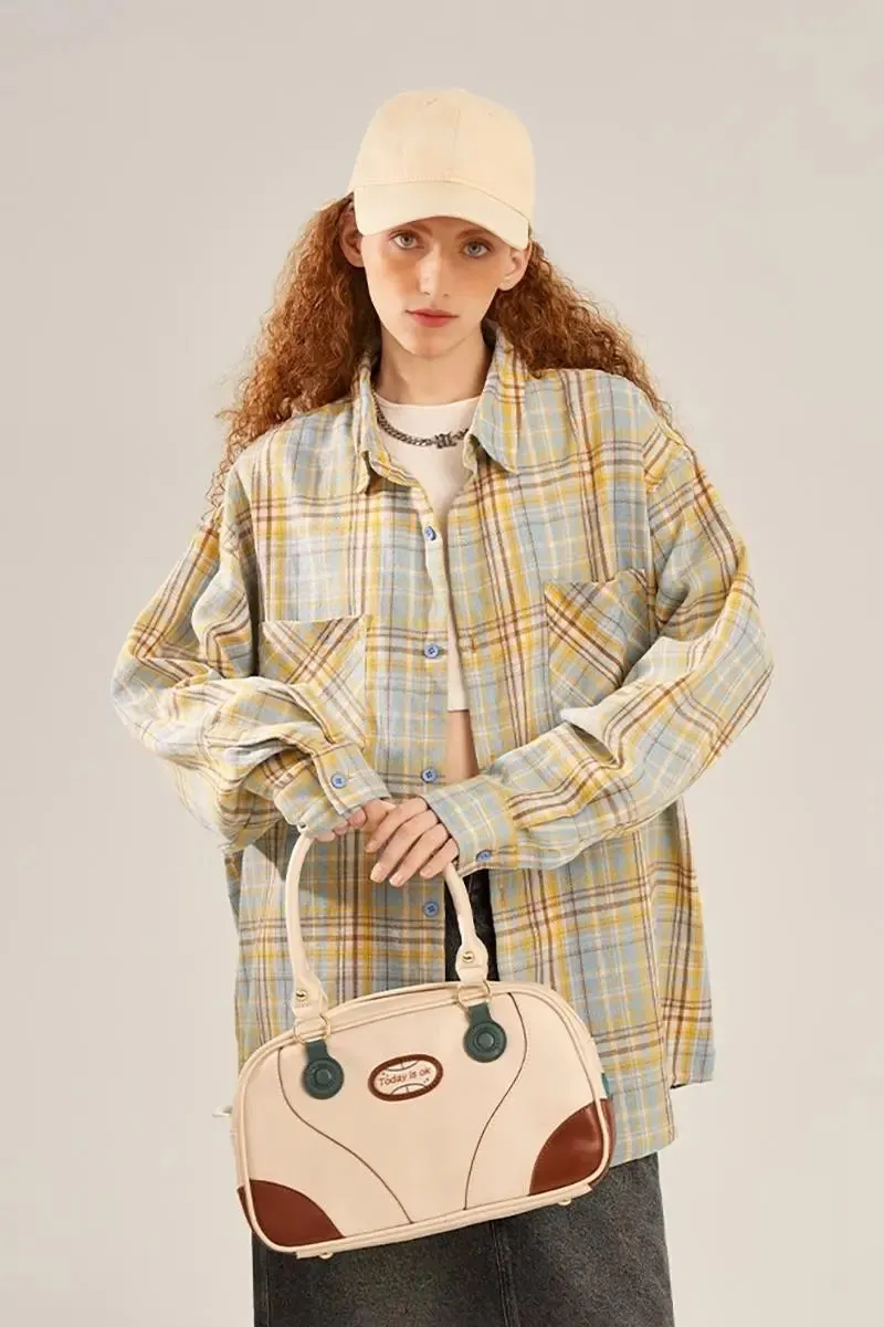 Vintage Oversized Plaid Flannel Button Down Shirt