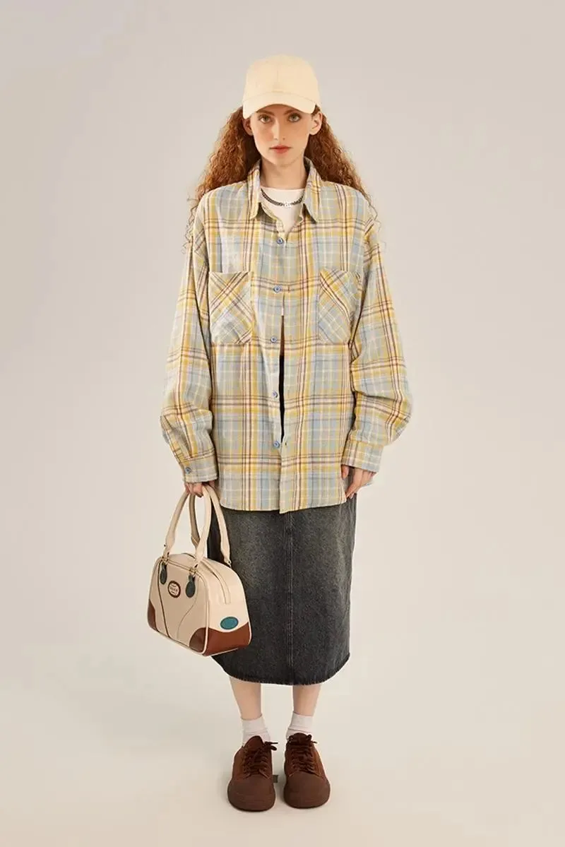 Vintage Oversized Plaid Flannel Button Down Shirt