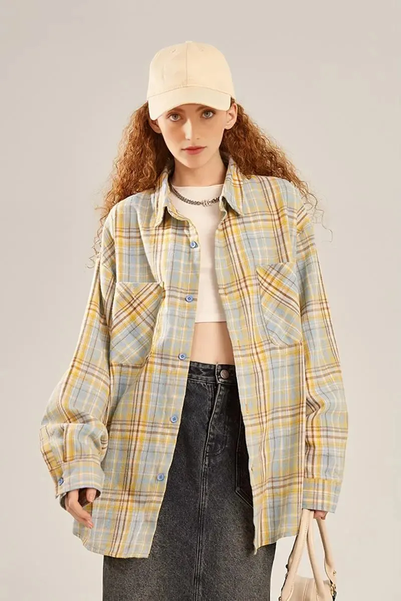 Vintage Oversized Plaid Flannel Button Down Shirt