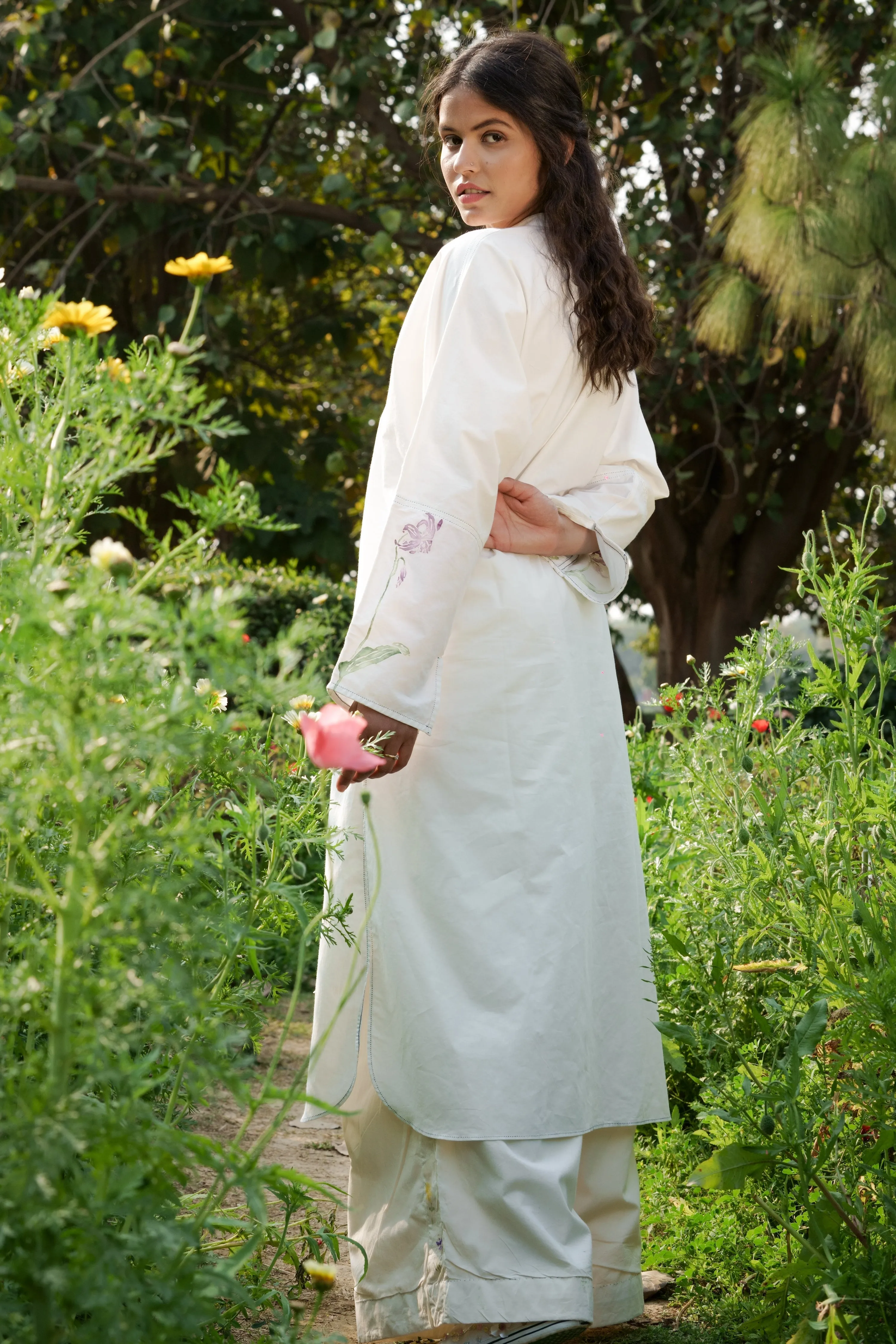 White Pleated Kurta