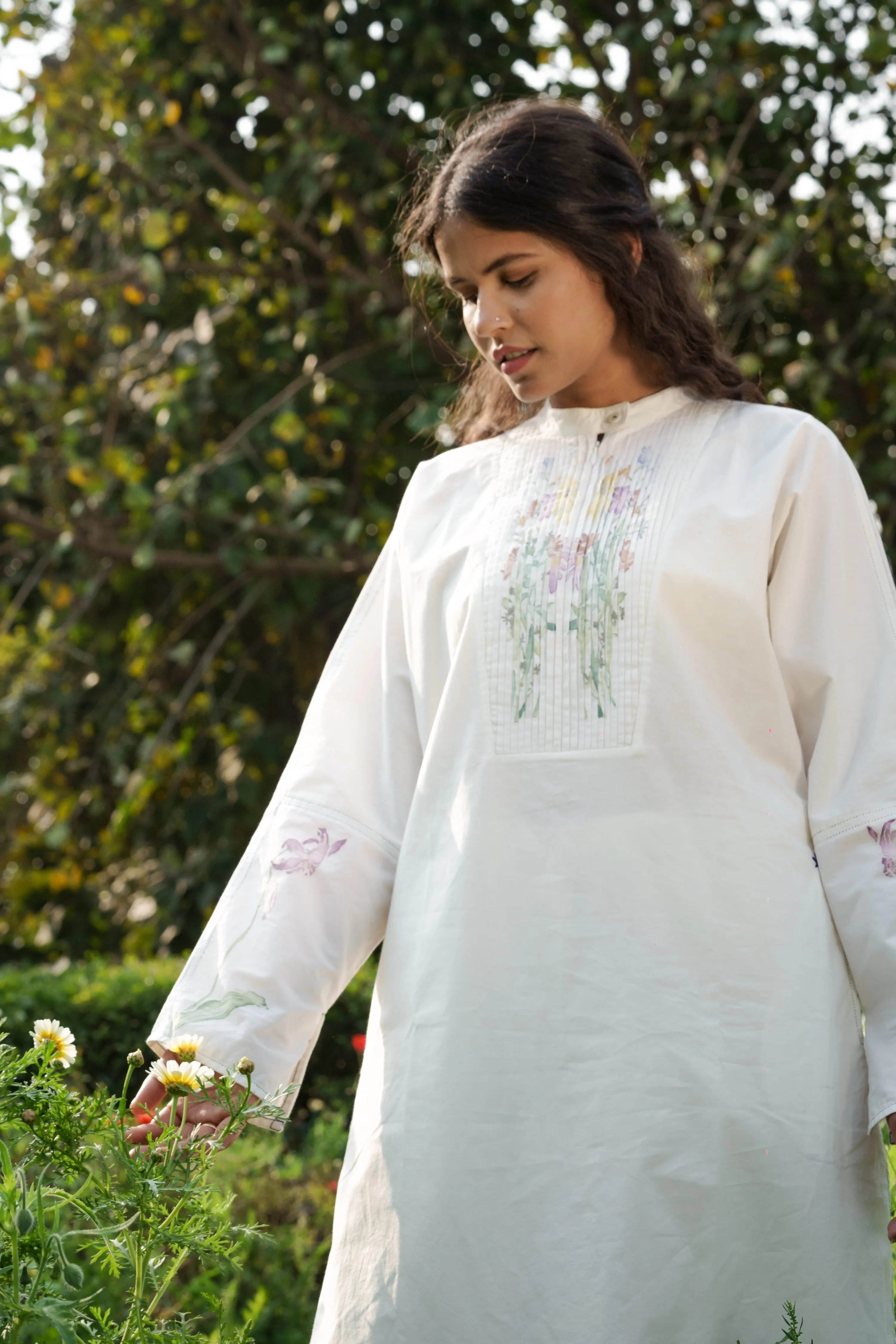 White Pleated Kurta