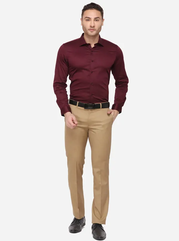 Wine Solid Slim Fit Party Wear Shirt | Wyre