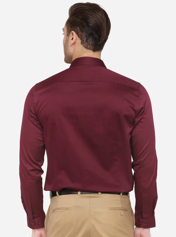 Wine Solid Slim Fit Party Wear Shirt | Wyre