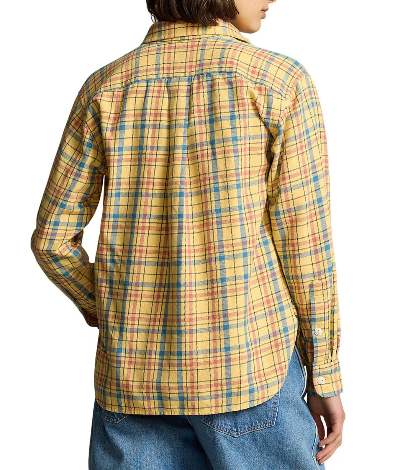 Women's Relaxed Fit Plaid Cotton Shirt Yellow Multi Plaid