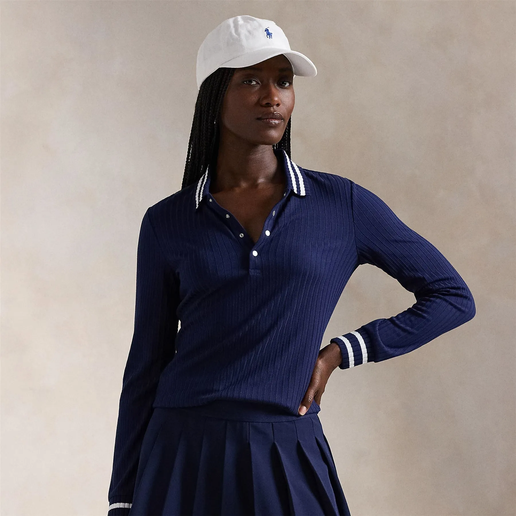 Womens RLX Drop Needle Polo Refined Navy - AW24