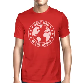 World Best Dad Mens Red Cotton T-Shirt Unique Design Tee For Dad