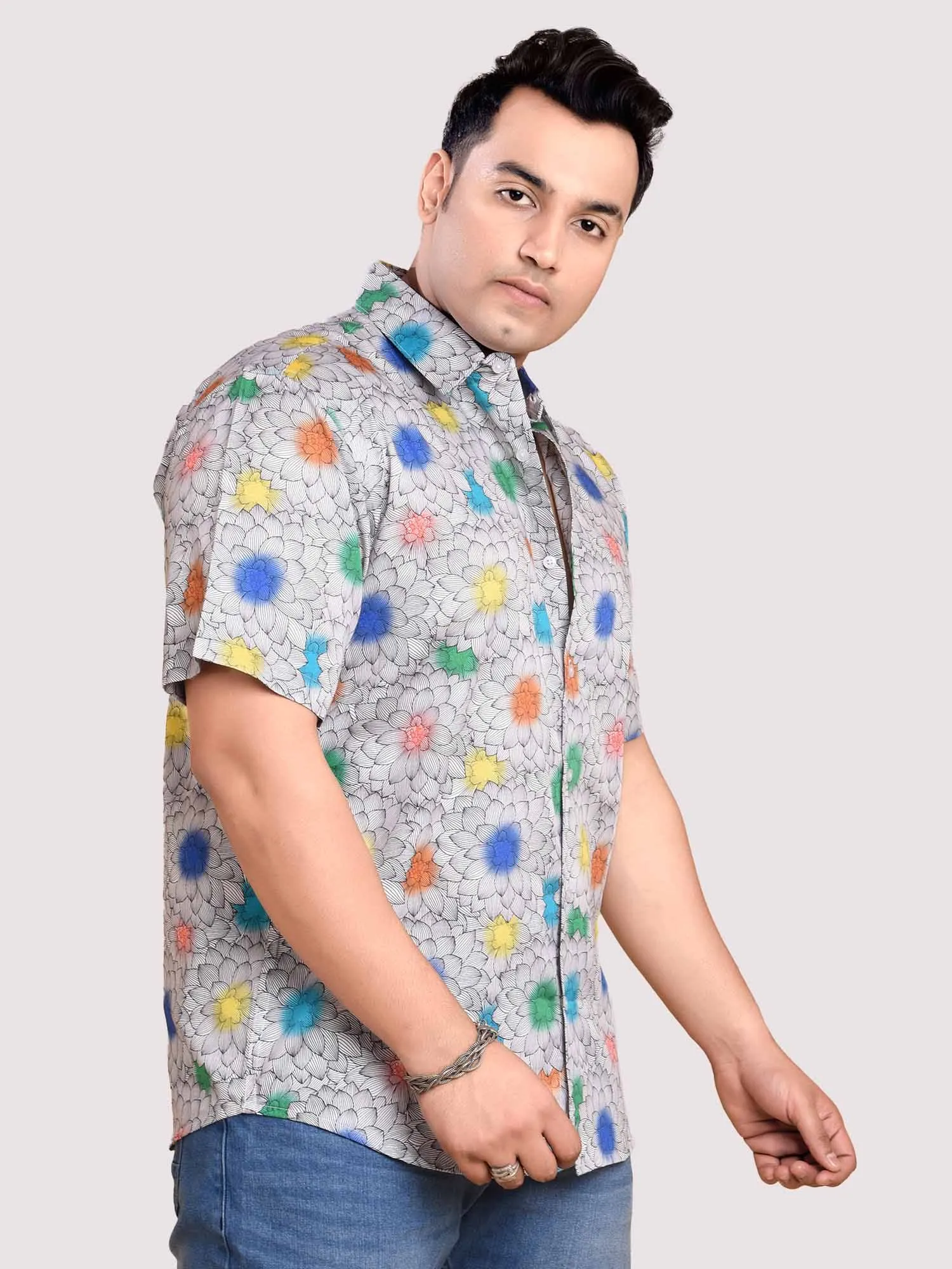 X Eric Haze graphic Digital Printed Shirt Men's Plus Size