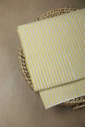 Yellow Stripe Sanganeri Cotton Fabric