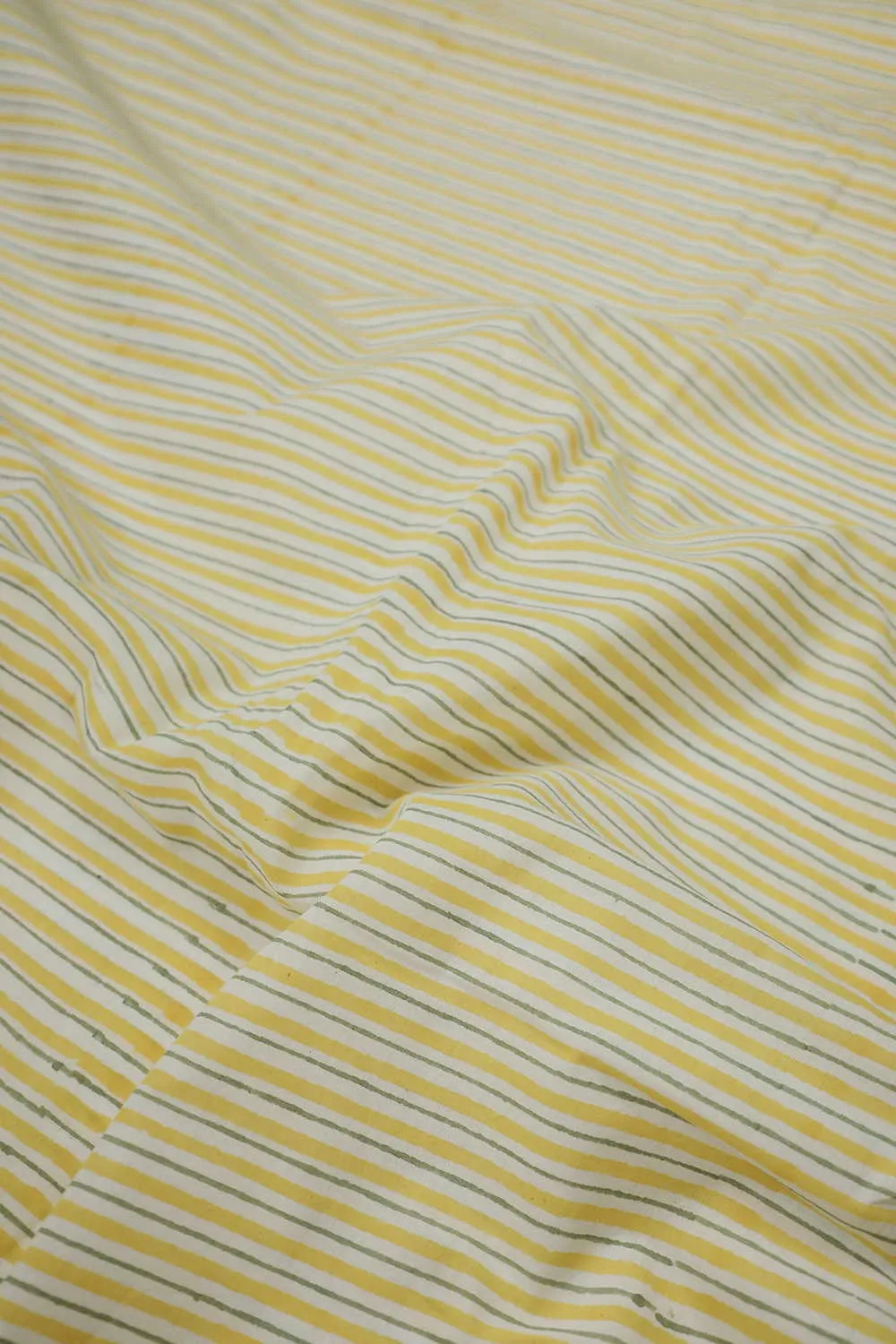 Yellow Stripe Sanganeri Cotton Fabric