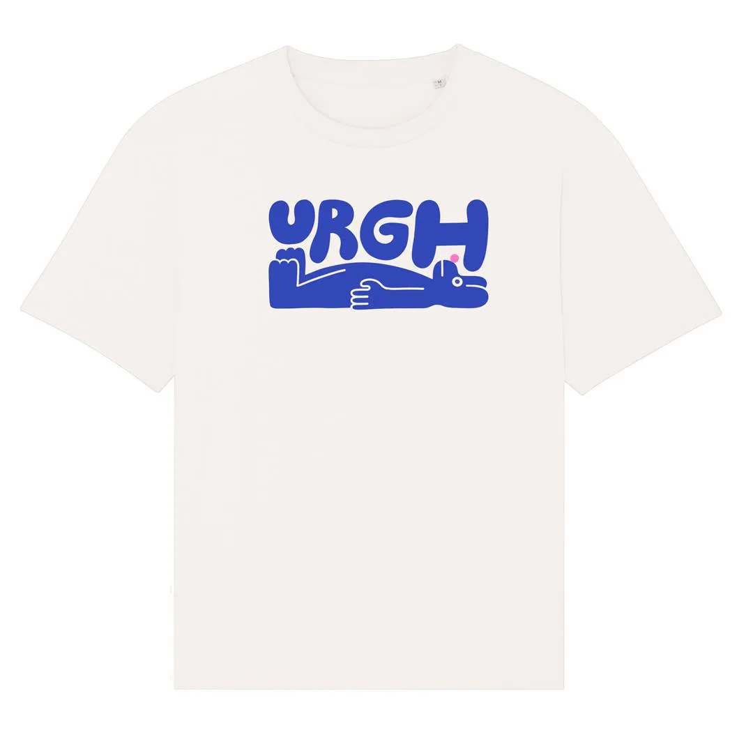 Yuk Fun Urgh T-shirt; blue on off-white – unisex sizing